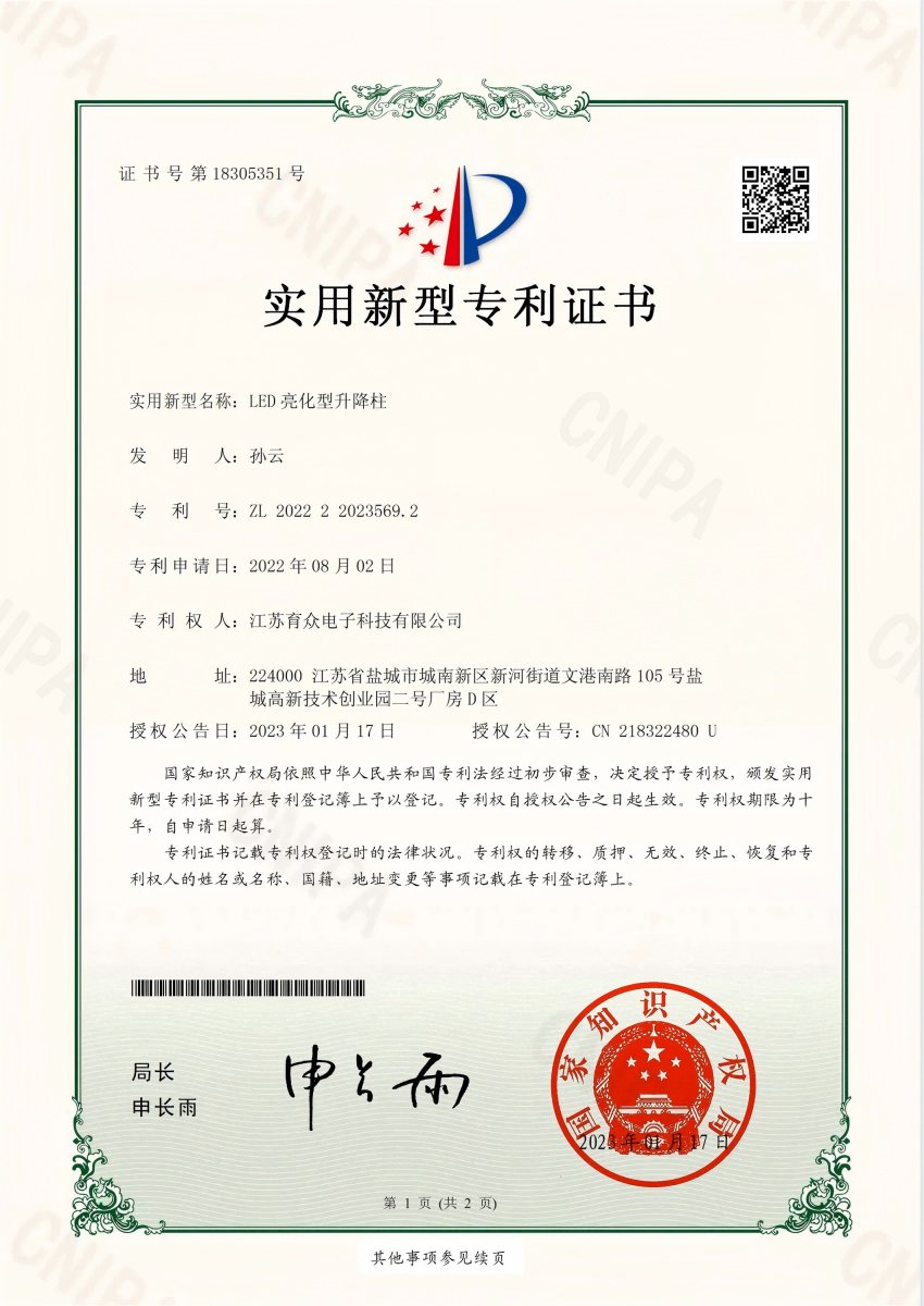 Certificate of Patent 8