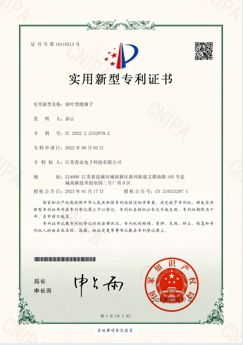 Certificate of Patent 1