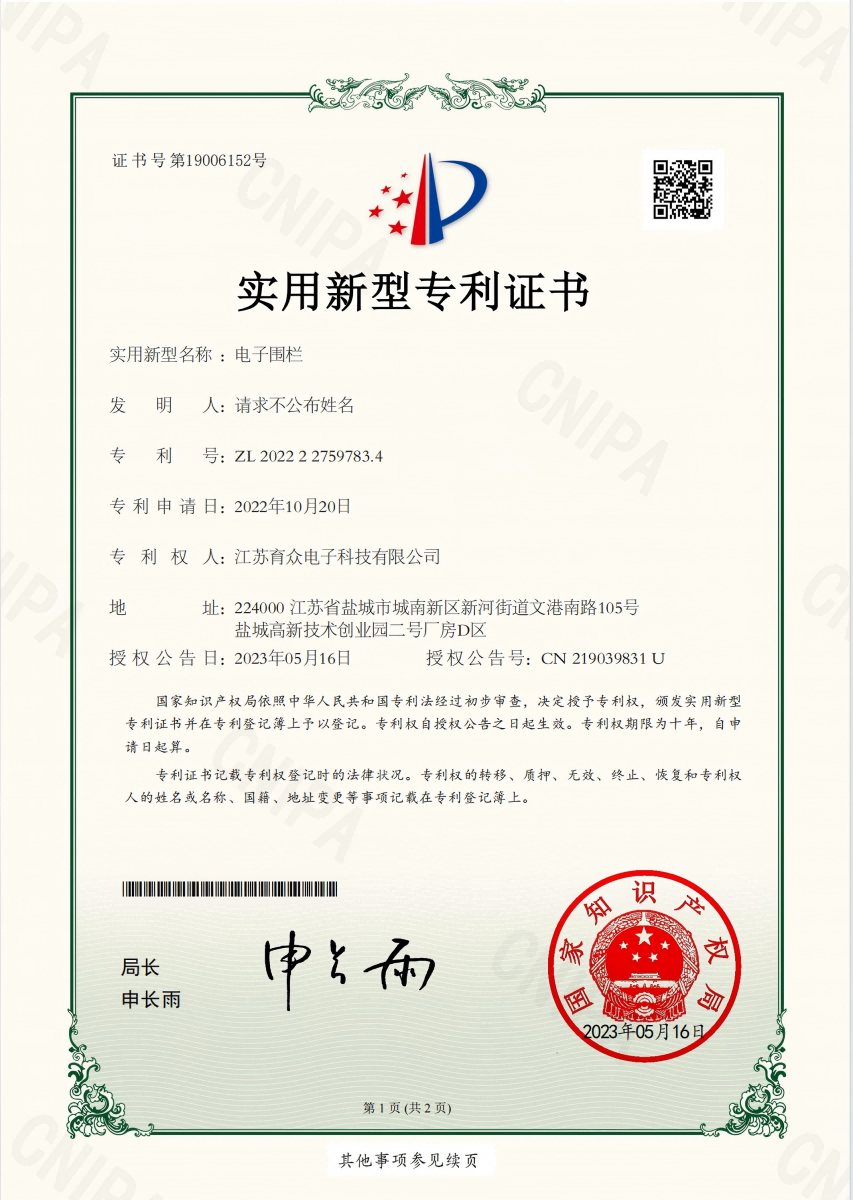 Certificate of Patent 2